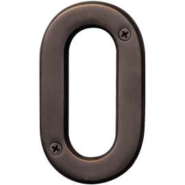 HY-KO Prestige Series BR-42OWB/0 House Number, Character: 0, 4 in H Character, Bronze Character, Solid Brass