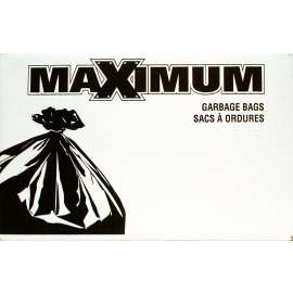 MAXIMUM 33201 Garbage Bag, Plastic, Black