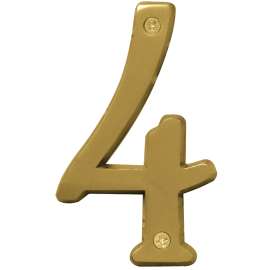 HY-KO Prestige Series BR-43BB/4 House Number, Character: 4, 4 in H Character, Brass Character, Brass