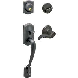 Schlage Camelot Series F60VCAM/AVA716 Handleset, 1 Grade, Keyed Different Key, Brass, Aged Bronze, C Keyway, Right Hand