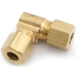 Anderson Metals 750065-04 Tube Union Elbow, 1/4 in, 90 deg Angle, Brass, 300 psi Pressure