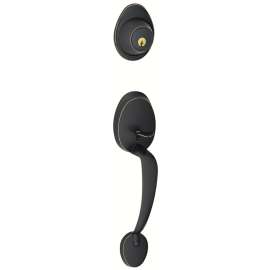Schlage Barcelona Series JH58BAR716 Handleset, 3 Grade, Keyed Different Key, Aged Bronze, 2-3/8 x 2-3/4 in Backset