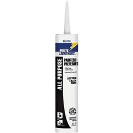 WHITE LIGHTNING W13000010 Acrylic Latex Caulk, White, -30 to 180 deg F, 10 fl-oz Cartridge