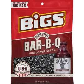 BIGS Stubb's Series 607455 Sunflower Seeds, Tangy BBQ Flavor, 5.35 oz Bag