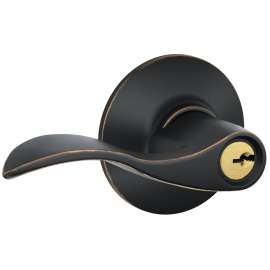Schlage Accent Series F51A ACC 716 Entry Lever Lockset, Brass, Aged Bronze