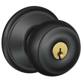 Schlage Georgian Series F51AGEO622 Keyed Entry Knob, Brass/Zinc, Matte