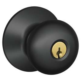 Schlage Plymouth Series F51APLY622 Keyed Entry Knob, Brass/Zinc, Matte