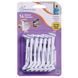 Dreambaby L1412 Secure Catch, 3-1/4 in L, 1-1/16 in W, Plastic, White
