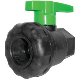 GREEN LEAF SU100E Ball Valve, 1 in Connection, Female NPT, 125 psi Pressure, Fiberglass Reinforced Polypropylene Body
