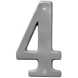 HY-KO Prestige Series BR-51SN/4 House Number, Character: 4, 5 in H Character, Nickel Character, Brass