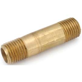 Anderson Metals 736113-0632 Pipe Nipple, 3/8 in, NPT, Brass, 2 in L