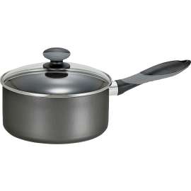 T-fal MIR-A7972184M Sauce Pan with Glass Lid, 1 qt Capacity, Aluminum, Thumb Rest Handle