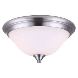 Canarm Rue Series IFM587A14BN Flush Mount Lighting Fixture, 120 W, 2-Lamp, Brushed Nickel Fixture