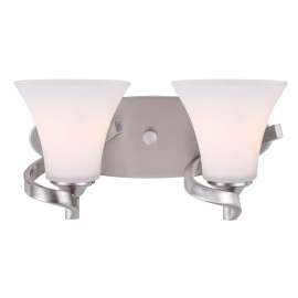 CANARM RUE Series IVL587A02BN Vanity Fixture, 200 W, 2-Lamp, Metal Fixture, Brushed Nickel Fixture