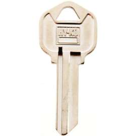 HY-KO 21250KW1 Key Blank, Brass, Nickel-Plated, For: Kwikset KW1 Keyways