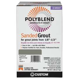CUSTOM Polyblend Plus PBBG097-4 Sanded Grout, Solid Powder, Characteristic, Natural Gray, 7 lb Box
