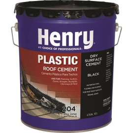 Henry HE204071 Plastic Roof Cement, Black, Liquid, 5 gal Can