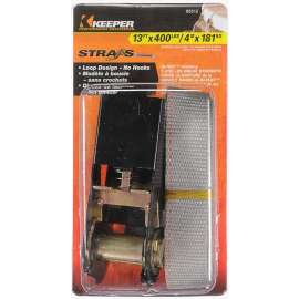 KEEPER 89512 Tie-Down Strap, 1 in W, 13 ft L, Gray, 400 lb Working Load, Loop End