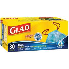 GLAD 30302 Recycling Trash Bag, 99 lb Capacity, Blue