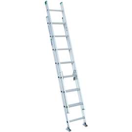 WERNER D1216-2 Extension Ladder, 15 ft H Reach, 225 lb, Aluminum