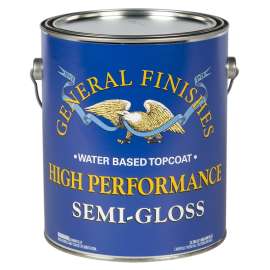 GENERAL FINISHES GAHSG High-Performance Topcoat, Semi-Gloss, Liquid, Clear, 1 gal, Can