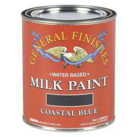 General Finishes QCB Milk Paint, Water, Flat, Coastal Blue, 1 qt, Can, 600 sq-ft/gal Coverage Area