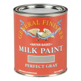 General Finishes QPGY Milk Paint, Water, Flat, Perfect Gray, 1 qt, Can, 600 sq-ft/gal Coverage Area