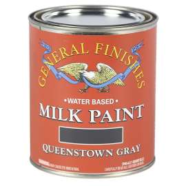 General Finishes QQG Milk Paint, Water, Flat, Queenstown Gray, 1 qt, Can, 600 sq-ft/gal Coverage Area