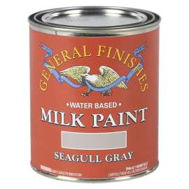 General Finishes QSGG Milk Paint, Water, Flat, Seagull Gray, 1 qt, Can, 600 sq-ft/gal Coverage Area