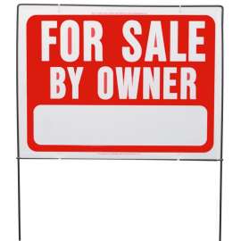 HY-KO RSF-605 Real Estate Sign with Frame, For Sale By Owner, White Legend, Plastic