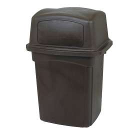 CONTINENTAL COMMERCIAL Colossus 6452BN Trash Receptacle, 45 gal Capacity, HDPE, Brown, Spring Loaded Doors Closure
