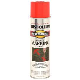 RUST-OLEUM PROFESSIONAL 2558838 Marking Spray Paint, Flat to Semi-Gloss Finish, Fluorescent Red/Orange, 15 oz
