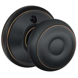 Schlage Georgian Series F170 GEO 716 Dummy Door Knob with Camelot Trim, Zinc, Aged Bronze