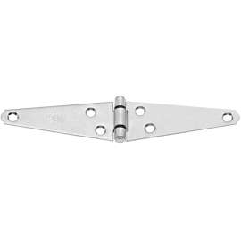 National Hardware N127-977 Heavy Strap Hinge, 8 in W Frame Leaf, 0.08 in Thick Leaf, Steel, Zinc, Tight Pin, 60 lb