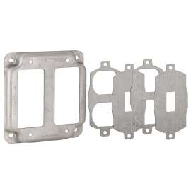 RACO 809U Universal Exposed Work Cover, 0.563 in L, 4-1/8 in W, Square, 2 -Gang, Steel, Gray