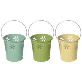 Seasonal Trends Y1279 Flower Bucket Citronella Candle, Cylinder, Assorted, 18 to 20 hr Burn Time Metal Bucket