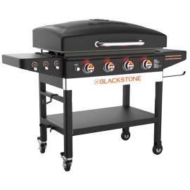 Blackstone 1899 Outdoor Griddle, 60,000 Btu, Liquid Propane, 4-Burner, 720 sq-in Primary Cooking Surface, Gray