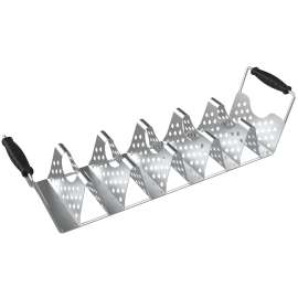Blackstone 5438 Taco Tray Holder Rack with Handle, Stainless Steel, Rubber Handle, Heat-Resistant Handle, 3 in L Handle