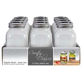 Gossi CCCJ-132-12PK Canning Jar with Lid and Band, 32 oz Capacity