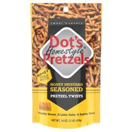 Dot's Homestyle Pretzels 7002- DP Mustard Pretzel Twists, Honey Flavor, 16 oz