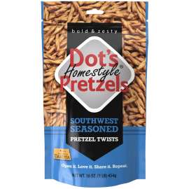 Dot's Homestyle Pretzels 5002- DP Southwest Seasoned Pretzel Twists, Artificial Butter Flavor, 16 oz Bag