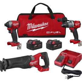 Milwaukee M18 FUEL 2998-23 Combination Kit, Battery Included, 18 V, 3-Tool, Lithium-Ion Battery