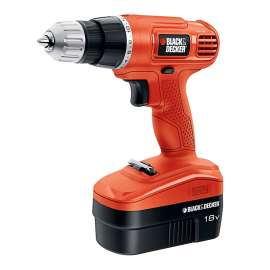 Black+Decker GC181C Drill, Battery Included, 18 V, 3/8 in Chuck, Keyless Chuck