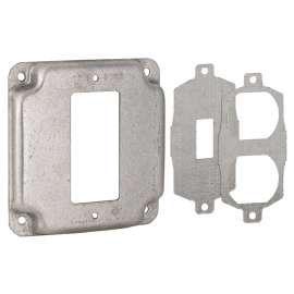 RACO 808U Universal Exposed Work Cover, 0.562 in L, 4-1/8 in W, Square, 1 -Gang, Steel, Silver