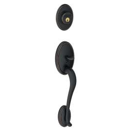 Schlage Wakefield Series F58WKF716 Handleset, Keyed Different Key, Aged Bronze, 2-3/8 x 2-3/4 in Backset, C Keyway