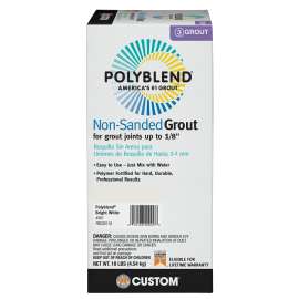 CUSTOM Polyblend PBG38110 Non-Sanded Tile Grout, Solid Powder, Bright White, 10 lb Box