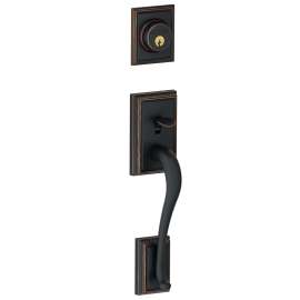 Schlage Addison Series F58ADD716 Handleset, Keyed Different Key, Aged Bronze, 2-3/8 x 2-3/4 in Backset, C Keyway