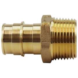 Apollo Valves EPXMA3434 Pipe Adapter, 3/4 in, PEX-A Barb x MPT, Brass, 200 psi Pressure