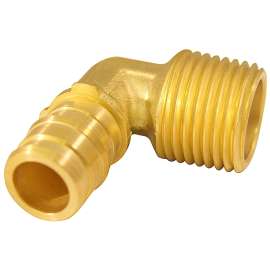 Apollo Valves EPXME1212 Pipe Elbow, 1/2 in, Barb x MNPT, 90 deg Angle, Brass, 200 psi Pressure