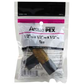 Apollo Valves EPXT12 Pipe Tee, 1/2 in, Barb, Brass, 200 psi Pressure